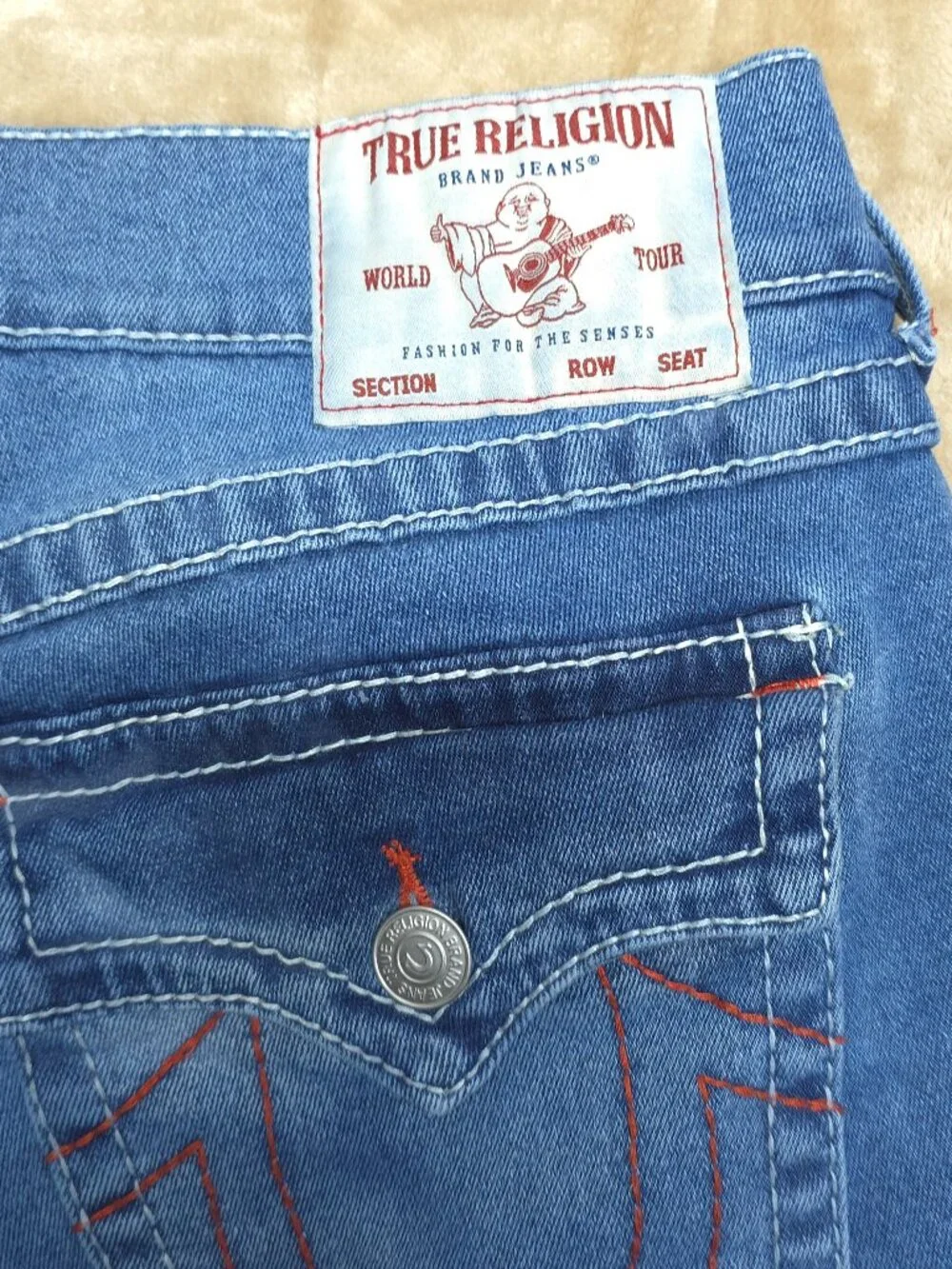 True Religion Billy Relaxed Bootcut Jeans Mens 36 Blue Flap Pocket